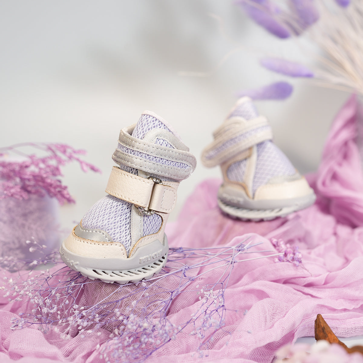 Breathable Dog Shoes for Hot Pavement-Soft Lavender Gray Style