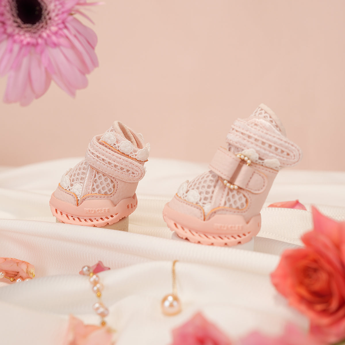 Breathable Dog Shoes for Hot Pavement-Pearl Pink Ballet Style