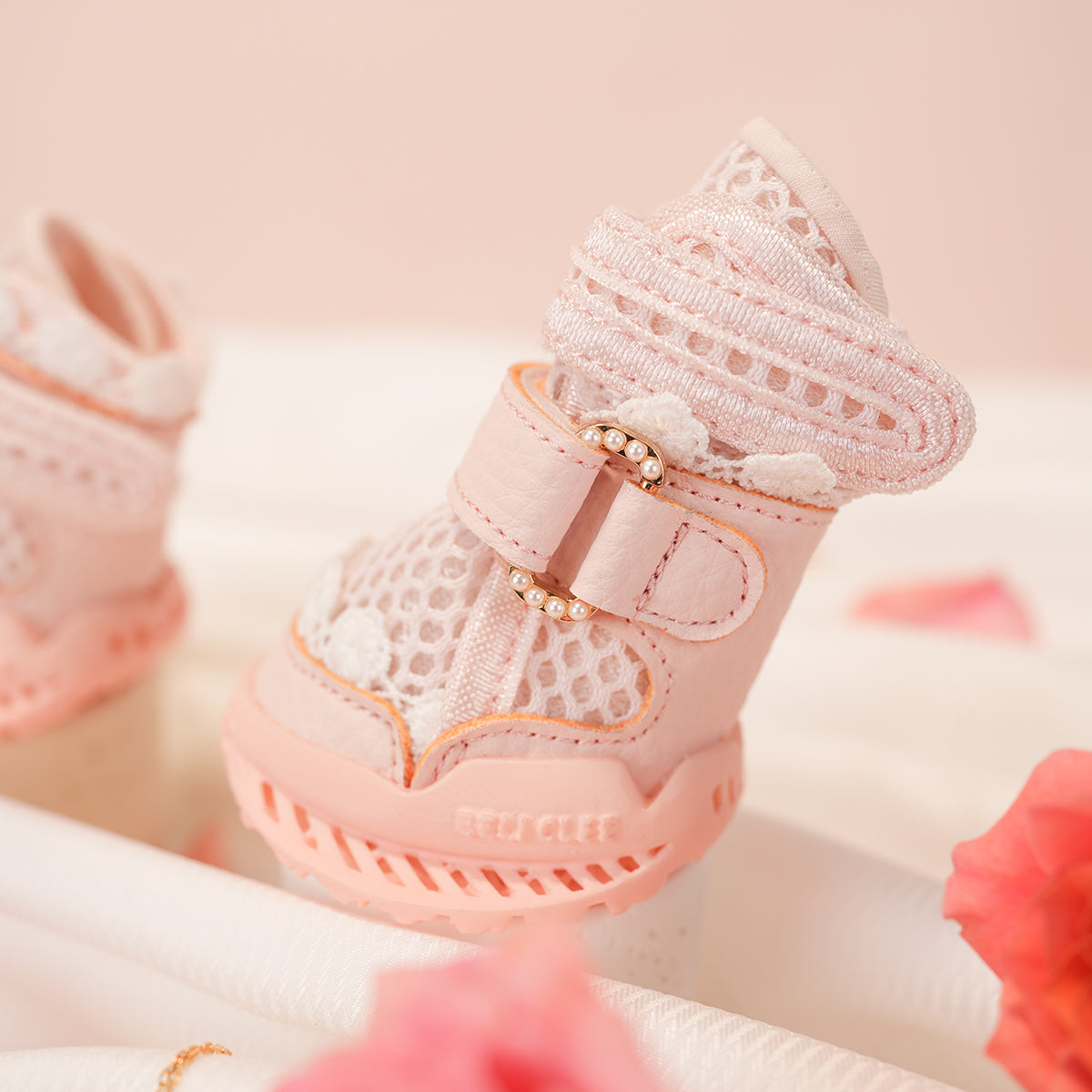 Breathable Dog Shoes for Hot Pavement-Pearl Pink Ballet Style