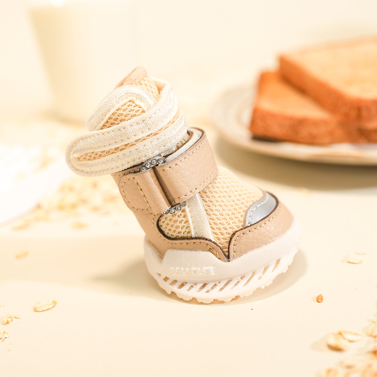Breathable Dog Shoes for Hot Pavement-Oat Milk Khaki Style