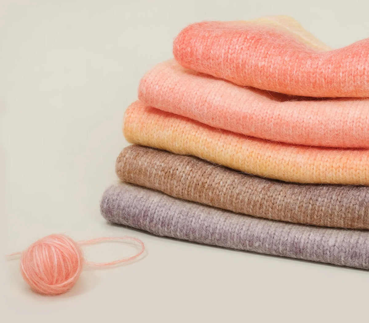 Orange and purple gradient knit fabrics